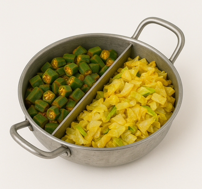 कड़ाही - एक बर्तन, दो सब्जी